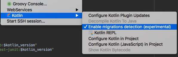 Kotlin migration settings