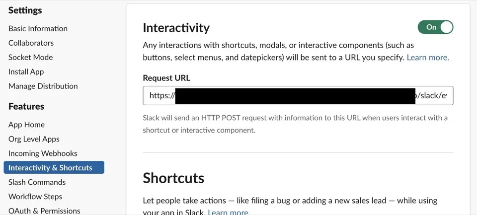 intractivity shortcuts settings