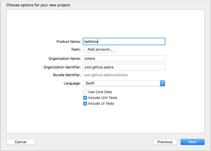 create new project