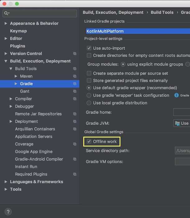 Gradle offline settings
